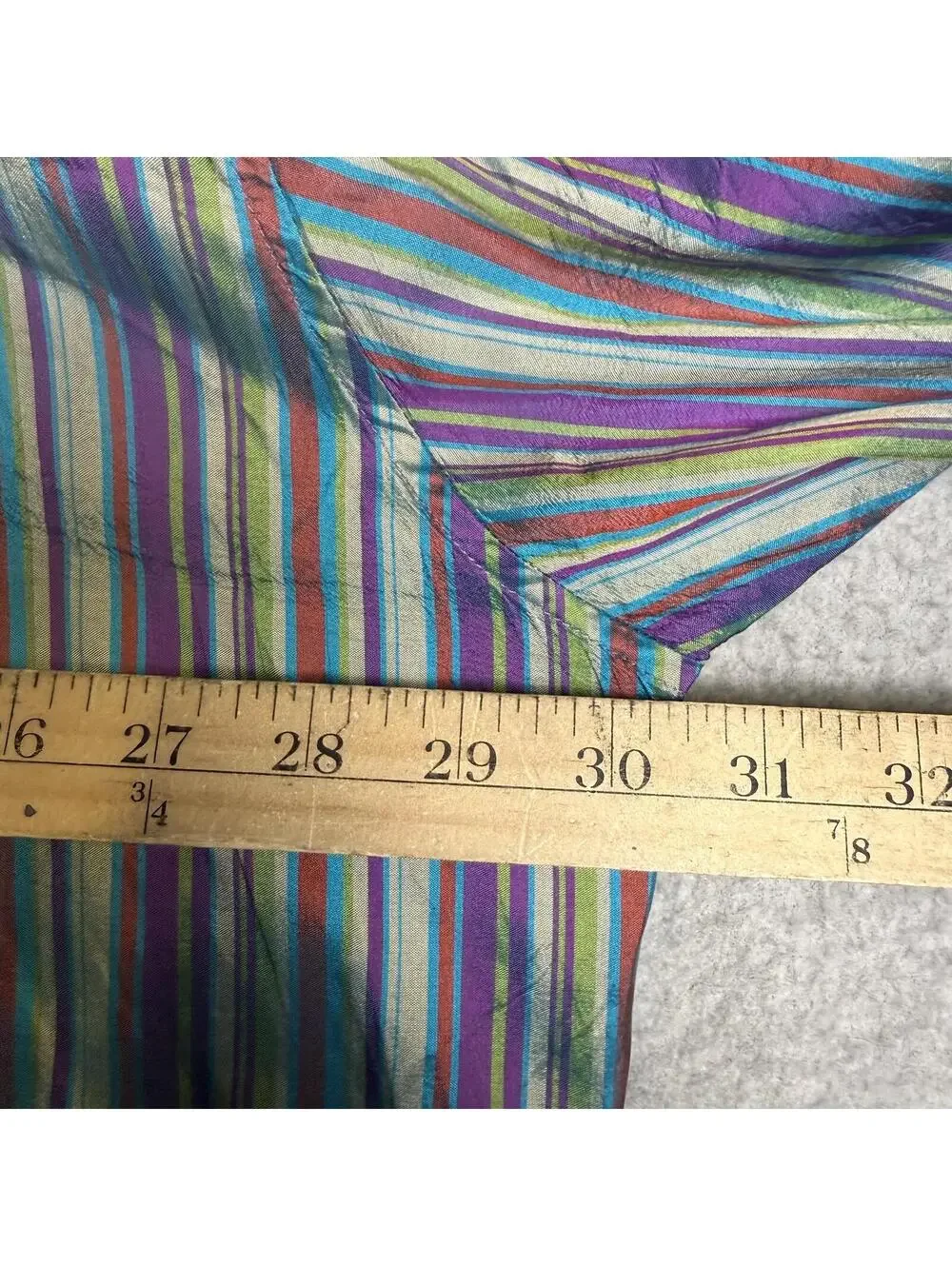 Vintage Coogi Men's 4XL XXXXL Iridescent Purple Striped Button Down Shirt Silk - Picture 5 of 10